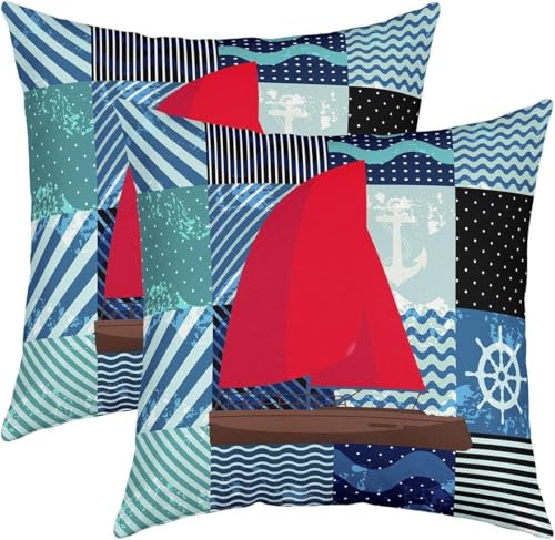 Latwerio 3D Kissenbezug 40x60 cm Segelboot Mikrofaser Kissenbezüge Ruder Dekorative Kissenbezug Kissenhülle 2er Set für Sofa Couch Auto Schlafzimmer Zuhause Outdoor Deko Pillowcase 2 Stück B255 von Latwerio
