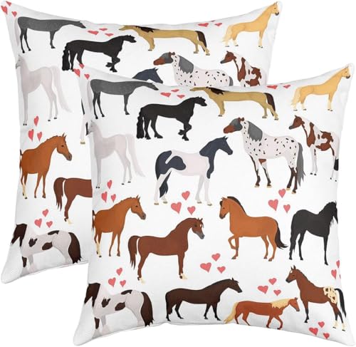 Latwerio 3D Kissenbezug 40x80 cm Pferd Mikrofaser Kissenbezüge Tier Dekorative Kissenbezug Kissenhülle 2er Set für Sofa Couch Auto Schlafzimmer Zuhause Outdoor Deko Pillowcase 2 Stück B1606 von Latwerio