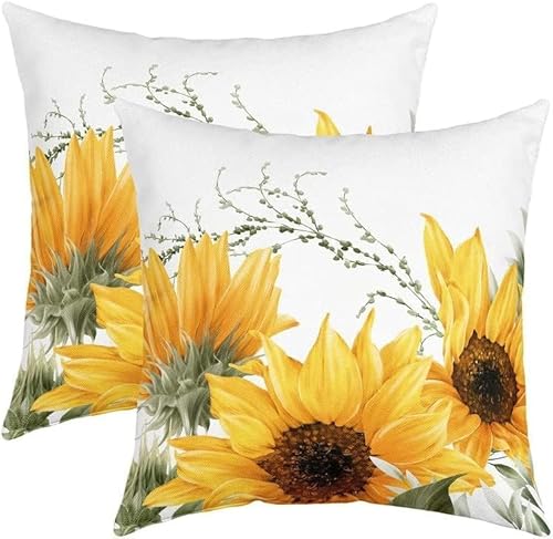 Latwerio 3D Kissenbezug 40x80 cm Sonnenblume Leinen Kissenbezüge Anlage Dekorative Kissenbezug Kissenhülle 2er Set für Sofa Couch Auto Schlafzimmer Zuhause Outdoor Deko Pillowcase 2 Stück A571 von Latwerio