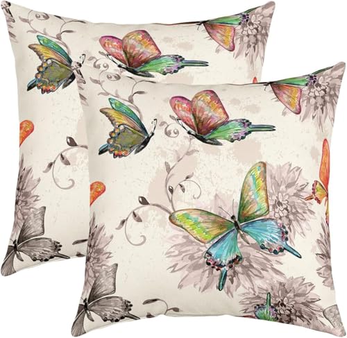 Latwerio 3D Kissenbezug 45x45 cm Schmetterling Mikrofaser Kissenbezüge Blumen Dekorative Kissenbezug Kissenhülle 2er Set für Sofa Couch Auto Schlafzimmer Zuhause Outdoor Deko Pillowcase 2 Stück B779 von Latwerio