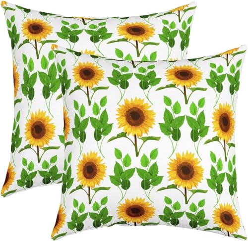 Latwerio 3D Kissenbezug 55x55 cm Sonnenblume Leinen Kissenbezüge Anlage Dekorative Kissenbezug Kissenhülle 2er Set für Sofa Couch Auto Schlafzimmer Zuhause Outdoor Deko Pillowcase 2 Stück A376 von Latwerio