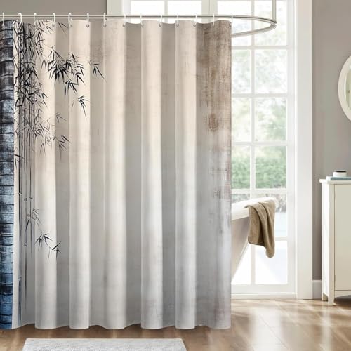 Latwerio Duschvorhang Altmodisch 3D Duschvorhang Antischimmel 120 x 180 cm Bambus Badezimmer Vorhang Wasserdicht Duschvorhänge Waschbar Bad Vorhäng für Badewanne mit 8 Haken V331 von Latwerio