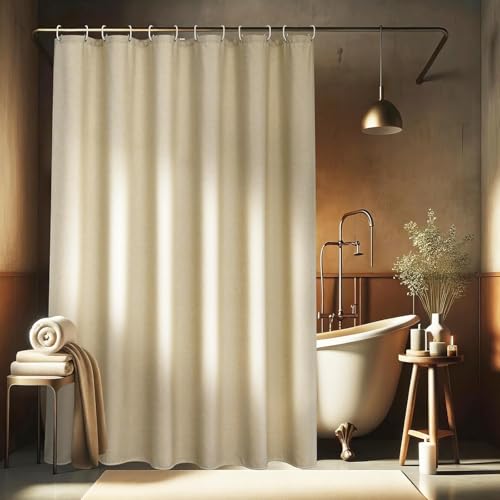 Latwerio Duschvorhang Beige 3D Duschvorhang Antischimmel 240x200 cm Cremefarben Badezimmer Vorhang Wasserdicht Duschvorhänge Waschbar Bad Vorhäng für Badewanne mit 12 Haken W3607 von Latwerio