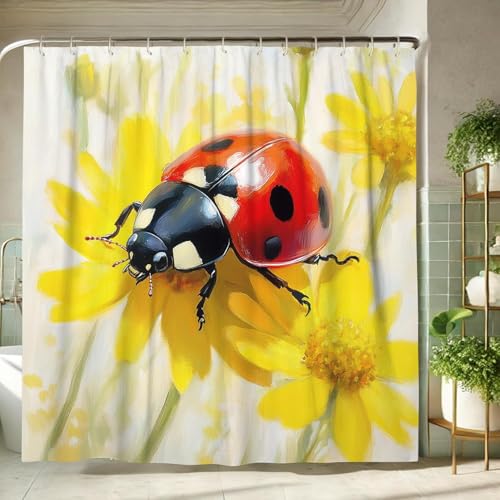 Latwerio Duschvorhang Blumen 3D Duschvorhang Antischimmel 120 x 200 cm Marienkäfer Badezimmer Vorhang Wasserdicht Duschvorhänge Waschbar Bad Vorhäng für Badewanne mit 8 Haken V1151 Latwerio Duschvorhang Blumen 3D Duschvorhang Antischimmel 120 x 200 cm Marienkäfer Badezimmer Vorhang Wasserdicht Duschvorhänge Waschbar Bad Vorhäng für Badewanne mit 8 Haken V1151 von Latwerio