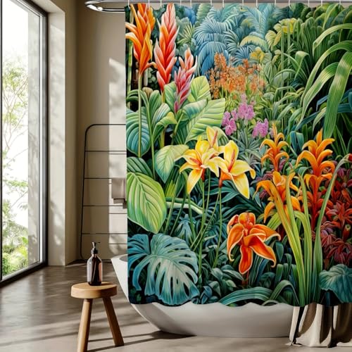 Latwerio Duschvorhang Blumen 3D Duschvorhang Antischimmel 180x200 cm Tropisch Badezimmer Vorhang Wasserdicht Duschvorhänge Waschbar Bad Vorhäng für Badewanne mit 12 Haken V1125 Latwerio Duschvorhang Blumen 3D Duschvorhang Antischimmel 180x200 cm Tropisch Badezimmer Vorhang Wasserdicht Duschvorhänge Waschbar Bad Vorhäng für Badewanne mit 12 Haken V1125 von Latwerio