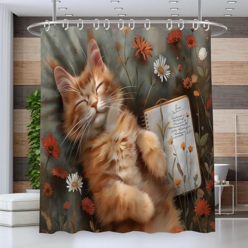 Latwerio Duschvorhang Gelb 3D Duschvorhang Antischimmel 180x180 cm Katze Badezimmer Vorhang Wasserdicht Duschvorhänge Waschbar Bad Vorhäng für Badewanne mit 12 Haken V1068 Latwerio Duschvorhang Gelb 3D Duschvorhang Antischimmel 180x180 cm Katze Badezimmer Vorhang Wasserdicht Duschvorhänge Waschbar Bad Vorhäng für Badewanne mit 12 Haken V1068 von Latwerio