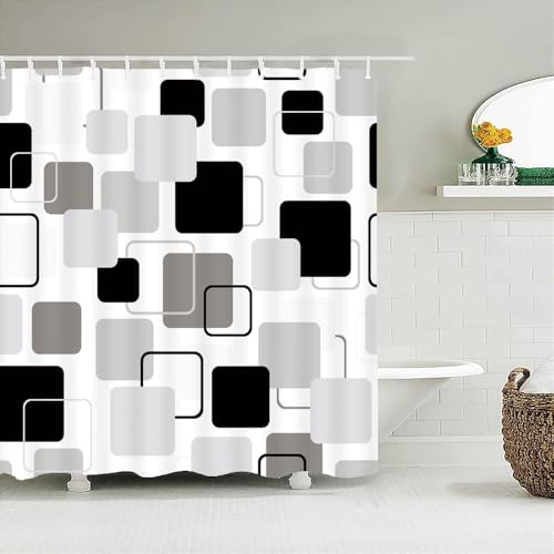Latwerio Duschvorhang Geometrie 3D Duschvorhang Antischimmel 120 x 180 cm Schwarz-Weißes Rechteck Badezimmer Vorhang Wasserdicht Duschvorhänge Waschbar Bad Vorhäng für Badewanne mit 8 Haken W3546 Latwerio Duschvorhang Geometrie 3D Duschvorhang Antischimmel 120 x 180 cm Schwarz-Weißes Rechteck Badezimmer Vorhang Wasserdicht Duschvorhänge Waschbar Bad Vorhäng für Badewanne mit 8 Haken W3546 von Latwerio