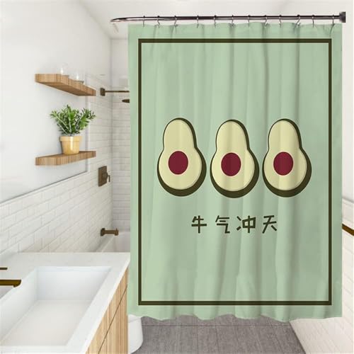 Latwerio Duschvorhang Grün 3D Duschvorhang Antischimmel 200x200 cm Avocado Badezimmer Vorhang Wasserdicht Duschvorhänge Waschbar Bad Vorhäng für Badewanne mit 12 Haken W2451 von Latwerio