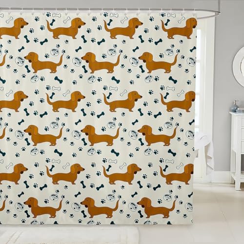Latwerio Duschvorhang Knochen 3D Duschvorhang Antischimmel 180x200 cm Dackel Badezimmer Vorhang Wasserdicht Duschvorhänge Waschbar Bad Vorhäng für Badewanne mit 12 Haken V1041 Latwerio Duschvorhang Knochen 3D Duschvorhang Antischimmel 180x200 cm Dackel Badezimmer Vorhang Wasserdicht Duschvorhänge Waschbar Bad Vorhäng für Badewanne mit 12 Haken V1041 von Latwerio