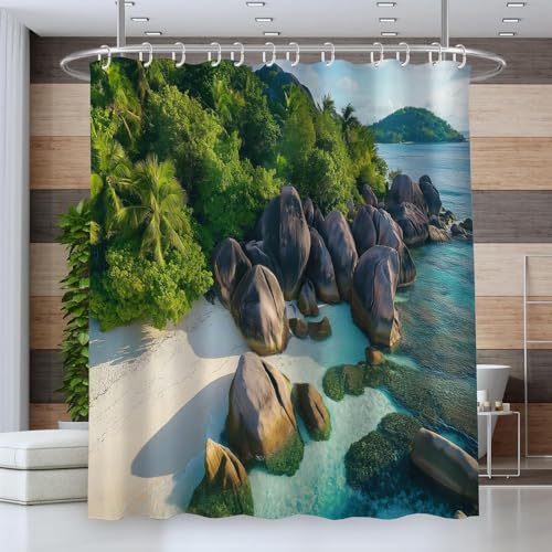 Latwerio Duschvorhang Küsten 3D Duschvorhang Antischimmel 120 x 180 cm Insel Badezimmer Vorhang Wasserdicht Duschvorhänge Waschbar Bad Vorhäng für Badewanne mit 8 Haken V1073 Latwerio Duschvorhang Küsten 3D Duschvorhang Antischimmel 120 x 180 cm Insel Badezimmer Vorhang Wasserdicht Duschvorhänge Waschbar Bad Vorhäng für Badewanne mit 8 Haken V1073 von Latwerio