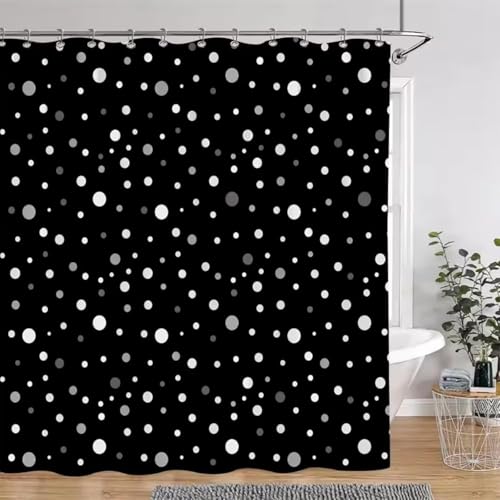 Latwerio Duschvorhang Punkt 3D Duschvorhang Antischimmel 200x200 cm Schwarz Weiß Badezimmer Vorhang Wasserdicht Duschvorhänge Waschbar Bad Vorhäng für Badewanne mit 12 Haken V1105 Latwerio Duschvorhang Punkt 3D Duschvorhang Antischimmel 200x200 cm Schwarz Weiß Badezimmer Vorhang Wasserdicht Duschvorhänge Waschbar Bad Vorhäng für Badewanne mit 12 Haken V1105 von Latwerio