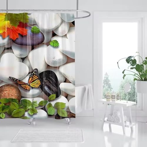 Latwerio Duschvorhang Schmetterling 3D Duschvorhang Antischimmel 200x200 cm Stein Badezimmer Vorhang Wasserdicht Duschvorhänge Waschbar Bad Vorhäng für Badewanne mit 12 Haken V1056 Latwerio Duschvorhang Schmetterling 3D Duschvorhang Antischimmel 200x200 cm Stein Badezimmer Vorhang Wasserdicht Duschvorhänge Waschbar Bad Vorhäng für Badewanne mit 12 Haken V1056 von Latwerio
