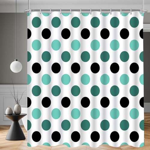 Latwerio Duschvorhang Schwarz Blaue Punkte 3D Duschvorhang Antischimmel 200x200 cm Geometrie Badezimmer Vorhang Wasserdicht Duschvorhänge Waschbar Bad Vorhäng für Badewanne mit 12 Haken W2479 von Latwerio