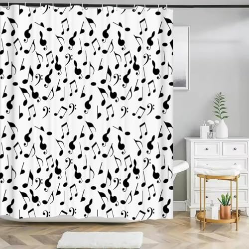 Latwerio Duschvorhang Schwarze Noten 3D Duschvorhang Antischimmel 180x180 cm Musik Badezimmer Vorhang Wasserdicht Duschvorhänge Waschbar Bad Vorhäng für Badewanne mit 12 Haken V1061 Latwerio Duschvorhang Schwarze Noten 3D Duschvorhang Antischimmel 180x180 cm Musik Badezimmer Vorhang Wasserdicht Duschvorhänge Waschbar Bad Vorhäng für Badewanne mit 12 Haken V1061 von Latwerio