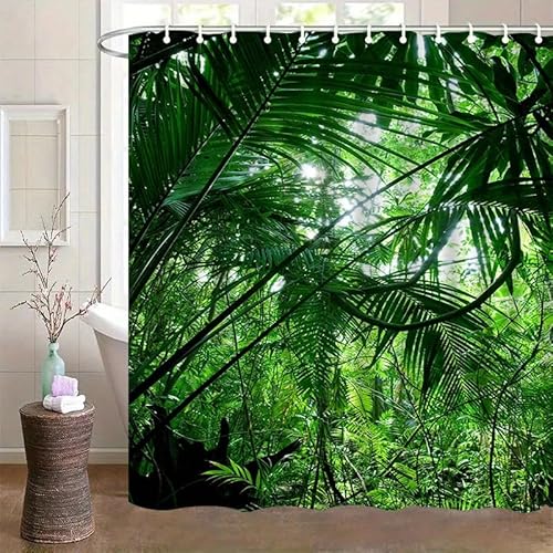 Latwerio Duschvorhang Tropisch 3D Duschvorhang Antischimmel 120 x 200 cm Palmblätter Badezimmer Vorhang Wasserdicht Duschvorhänge Waschbar Bad Vorhäng für Badewanne mit 8 Haken V1032 Latwerio Duschvorhang Tropisch 3D Duschvorhang Antischimmel 120 x 200 cm Palmblätter Badezimmer Vorhang Wasserdicht Duschvorhänge Waschbar Bad Vorhäng für Badewanne mit 8 Haken V1032 von Latwerio