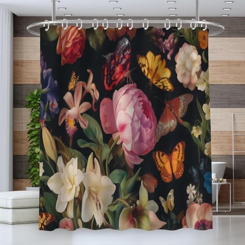 Latwerio Duschvorhang Tropisch 3D Duschvorhang Antischimmel 240x200 cm Blumen Badezimmer Vorhang Wasserdicht Duschvorhänge Waschbar Bad Vorhäng für Badewanne mit 12 Haken W3439 von Latwerio