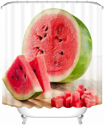 Latwerio Duschvorhang Wassermelone 3D Duschvorhang Antischimmel 120 x 180 cm Obst Badezimmer Vorhang Wasserdicht Duschvorhänge Waschbar Bad Vorhäng für Badewanne mit 8 Haken W3651 Latwerio Duschvorhang Wassermelone 3D Duschvorhang Antischimmel 120 x 180 cm Obst Badezimmer Vorhang Wasserdicht Duschvorhänge Waschbar Bad Vorhäng für Badewanne mit 8 Haken W3651 von Latwerio