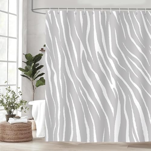 Latwerio Duschvorhang Zebra-Print 3D Duschvorhang Antischimmel 180x180 cm Grau Badezimmer Vorhang Wasserdicht Duschvorhänge Waschbar Bad Vorhäng für Badewanne mit 12 Haken V438 Latwerio Duschvorhang Zebra-Print 3D Duschvorhang Antischimmel 180x180 cm Grau Badezimmer Vorhang Wasserdicht Duschvorhänge Waschbar Bad Vorhäng für Badewanne mit 12 Haken V438 von Latwerio