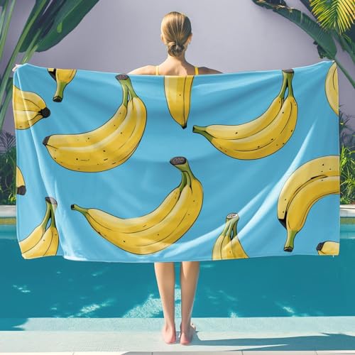 Latwerio Strandtuch Banane, 3D Handtuch Banane Badetücher, Absorbierendem Strandtuch Mikrofaser Weich Badetuch für Camping Fitnessstudio Reise Strandhandtuch 70x150 cm s5642 von Latwerio