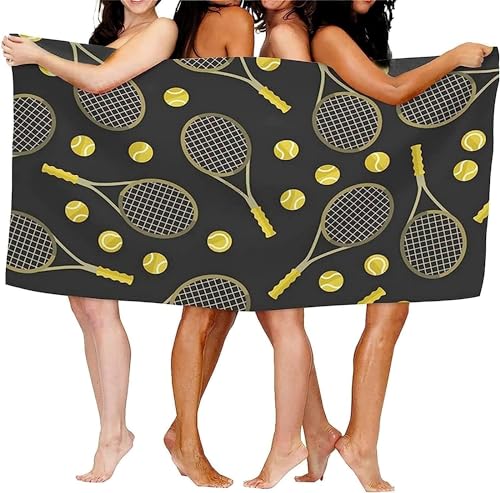 Latwerio Strandtuch Tennis, 3D Handtuch Tennis Badetücher, Absorbierendem Strandtuch Mikrofaser Weich Badetuch für Camping Fitnessstudio Reise Strandhandtuch 70x150 cm A6614 von Latwerio