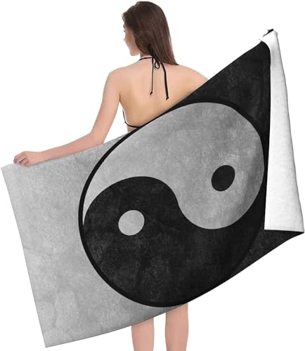 Latwerio Strandtuch Yin und Yang, 3D Handtuch Yin und Yang Badetücher, Absorbierendem Strandtuch Mikrofaser Weich Badetuch für Camping Fitnessstudio Reise Strandhandtuch 90x180 cm s2996 von Latwerio