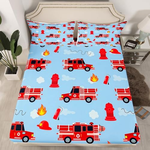 Spannbettlaken 140x200 cm Auto Weiches Mikrofaser 3D Bettlaken Spannbetttuch für Kinder Erwachsene, Feuerwehrleute Bettlaken 140x200 Tiefe Tasche 30 cm Mit 2 Kissenbezügen 80x80 cm S1727 Spannbettlaken 140x200 cm Auto Weiches Mikrofaser 3D Bettlaken Spannbetttuch für Kinder Erwachsene, Feuerwehrleute Bettlaken 140x200 Tiefe Tasche 30 cm Mit 2 Kissenbezügen 80x80 cm S1727 von Latwerio