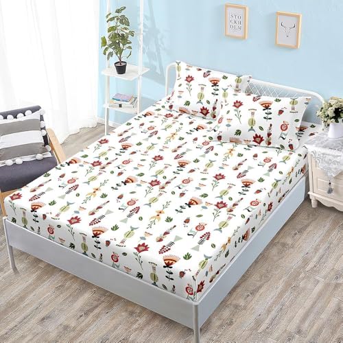 Spannbettlaken 140x200 cm Blumen Weiches Mikrofaser 3D Bettlaken Spannbetttuch für Kinder Erwachsene, Pflanze Bettlaken 140x200 Tiefe Tasche 30 cm Mit 2 Kissenbezügen 80x80 cm S943 Spannbettlaken 140x200 cm Blumen Weiches Mikrofaser 3D Bettlaken Spannbetttuch für Kinder Erwachsene, Pflanze Bettlaken 140x200 Tiefe Tasche 30 cm Mit 2 Kissenbezügen 80x80 cm S943 von Latwerio