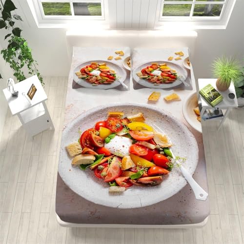 Spannbettlaken 140x200 cm Obst Weiches Mikrofaser 3D Bettlaken Spannbetttuch für Kinder Erwachsene, Gemüsesalat Bettlaken 140x200 Tiefe Tasche 30 cm Mit 2 Kissenbezügen 80x80 cm S838 Spannbettlaken 140x200 cm Obst Weiches Mikrofaser 3D Bettlaken Spannbetttuch für Kinder Erwachsene, Gemüsesalat Bettlaken 140x200 Tiefe Tasche 30 cm Mit 2 Kissenbezügen 80x80 cm S838 von Latwerio