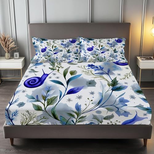 Spannbettlaken 160x200 cm Schnecke Weiches Mikrofaser 3D Bettlaken Spannbetttuch für Kinder Erwachsene, Blumen Bettlaken 160x200 Tiefe Tasche 30 cm Mit 2 Kissenbezügen 80x80 cm S1028 Spannbettlaken 160x200 cm Schnecke Weiches Mikrofaser 3D Bettlaken Spannbetttuch für Kinder Erwachsene, Blumen Bettlaken 160x200 Tiefe Tasche 30 cm Mit 2 Kissenbezügen 80x80 cm S1028 von Latwerio