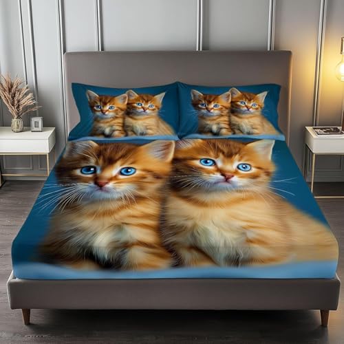 Spannbettlaken 160x200 cm Süße Katze Weiches Mikrofaser 3D Bettlaken Spannbetttuch für Kinder Erwachsene, Tier Bettlaken 160x200 Tiefe Tasche 30 cm Mit 2 Kissenbezügen 80x80 cm S1770 Spannbettlaken 160x200 cm Süße Katze Weiches Mikrofaser 3D Bettlaken Spannbetttuch für Kinder Erwachsene, Tier Bettlaken 160x200 Tiefe Tasche 30 cm Mit 2 Kissenbezügen 80x80 cm S1770 von Latwerio