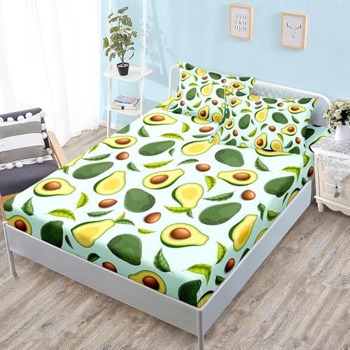 Spannbettlaken 180x200 cm Avocado Weiches Mikrofaser 3D Bettlaken Spannbetttuch für Kinder Erwachsene, Grün Bettlaken 180x200 Tiefe Tasche 30 cm Mit 2 Kissenbezügen 80x80 cm S959 Spannbettlaken 180x200 cm Avocado Weiches Mikrofaser 3D Bettlaken Spannbetttuch für Kinder Erwachsene, Grün Bettlaken 180x200 Tiefe Tasche 30 cm Mit 2 Kissenbezügen 80x80 cm S959 von Latwerio