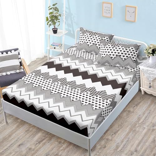 Spannbettlaken 180x200 cm Grau Gestreift Weiches Mikrofaser 3D Bettlaken Spannbetttuch für Kinder Erwachsene, Exotisch Bettlaken 180x200 Tiefe Tasche 30 cm Mit 2 Kissenbezügen 80x80 cm S1337 Spannbettlaken 180x200 cm Grau Gestreift Weiches Mikrofaser 3D Bettlaken Spannbetttuch für Kinder Erwachsene, Exotisch Bettlaken 180x200 Tiefe Tasche 30 cm Mit 2 Kissenbezügen 80x80 cm S1337 von Latwerio