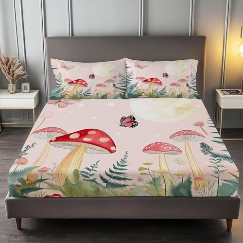 Spannbettlaken 180x200 cm Schmetterling Weiches Mikrofaser 3D Bettlaken Spannbetttuch für Kinder Erwachsene, Pilze Bettlaken 180x200 Tiefe Tasche 30 cm Mit 2 Kissenbezügen 80x80 cm S1470 Spannbettlaken 180x200 cm Schmetterling Weiches Mikrofaser 3D Bettlaken Spannbetttuch für Kinder Erwachsene, Pilze Bettlaken 180x200 Tiefe Tasche 30 cm Mit 2 Kissenbezügen 80x80 cm S1470 von Latwerio