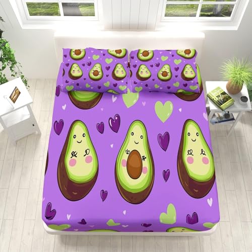Spannbettlaken 90x190 cm Avocado Weiches Mikrofaser 3D Bettlaken Spannbetttuch für Kinder Erwachsene, Obst Bettlaken 90x190 Tiefe Tasche 30 cm Mit 2 Kissenbezügen 80x80 cm S891 Spannbettlaken 90x190 cm Avocado Weiches Mikrofaser 3D Bettlaken Spannbetttuch für Kinder Erwachsene, Obst Bettlaken 90x190 Tiefe Tasche 30 cm Mit 2 Kissenbezügen 80x80 cm S891 von Latwerio