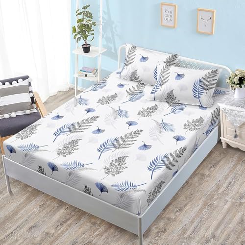Spannbettlaken 90x200 cm Blätter Weiches Mikrofaser 3D Bettlaken Spannbetttuch für Kinder Erwachsene, Pflanzen Bettlaken 90x200 Tiefe Tasche 30 cm Mit 2 Kissenbezügen 80x80 cm S1753 Spannbettlaken 90x200 cm Blätter Weiches Mikrofaser 3D Bettlaken Spannbetttuch für Kinder Erwachsene, Pflanzen Bettlaken 90x200 Tiefe Tasche 30 cm Mit 2 Kissenbezügen 80x80 cm S1753 von Latwerio