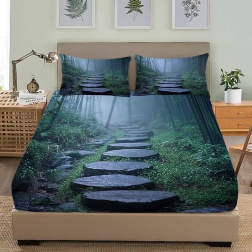 Spannbettlaken 90x200 cm Steine Weiches Mikrofaser 3D Bettlaken Spannbetttuch für Kinder Erwachsene, Wald Bettlaken 90x200 Tiefe Tasche 30 cm Mit 2 Kissenbezügen 80x80 cm S1711 Spannbettlaken 90x200 cm Steine Weiches Mikrofaser 3D Bettlaken Spannbetttuch für Kinder Erwachsene, Wald Bettlaken 90x200 Tiefe Tasche 30 cm Mit 2 Kissenbezügen 80x80 cm S1711 von Latwerio