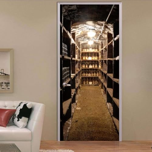 Türbekleben Weinkeller Keller Türtapete, Selbstklebend TürPoster Weinkeller Keller Türbilder, 3D Fototapete Türfolie Poster Tapete Türaufkleber Tür Tapeten 86 x 200 cm q7977 von Latwerio