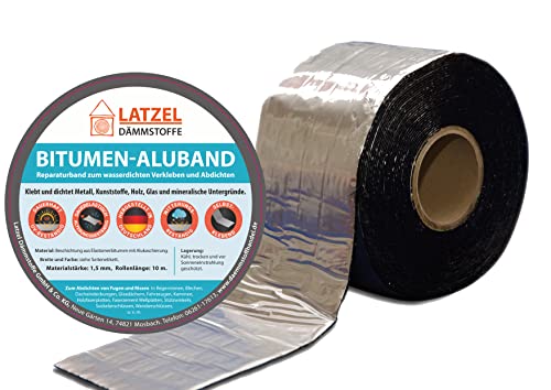 Bitumen Aluband Reparaturband Dichtband Farbe Aluminium 150 mm - Rolle 10 Meter. Made in Deutschland. von Latzel Dämmstoffe