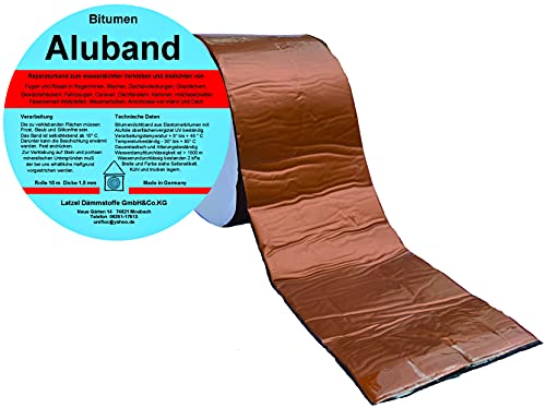 Bitumen Aluband Reparaturband Dichtband Farbe Kupfer 75 mm - Rolle 10 Meter. Made in Deutschland. von Latzel Dämmstoffe