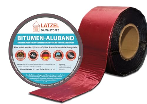 Latzel Dämmstoffe Bitumen Aluband Reparaturband Dichtband Rot 200 mm - Rolle 10 Meter von Latzel Dämmstoffe