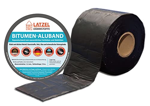 Bitumen Aluband Reparaturband Dichtband Farbe Schwarz 150 mm - Rolle 10 Meter. von Latzel Dämmstoffe