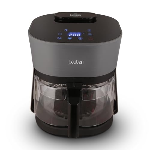 Lauben Glass&Steam Heißluftfritteuse 4500BG Air Fryer mit Glasfrittierkorb, Dampffunktion, 8 Programme, manuelle Zeit- und Temperatureinstellung, spülmaschinenfester Korb, Behältervolumen 4,5l von Lauben