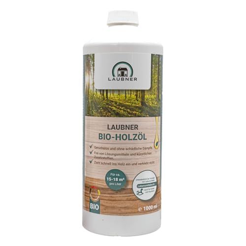 BIO Holzöl universal (1 Liter) lebensmittelecht für innen, geruchslos, farblos für Möbel, Holzböden, Pflanzgefäße - Pflegeöl von Laubner