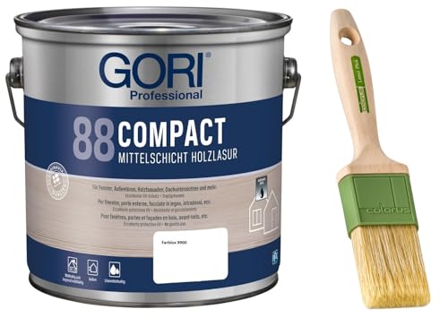GORI 88 Premium Holzschutz Lasur 2,50 Liter, für außen + Profi Pinsel "Lasur Plus" 50 mm (Farblos) von Laubner