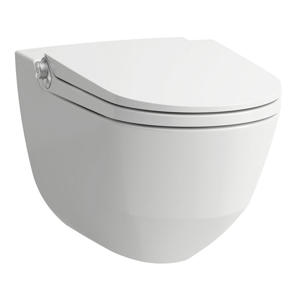 Laufen Cleanet Riva Dusch-WC, spülrandlos, wandhängend, Fernbedienung, WC-Sitz mit Deckel, Farbe: Schwarz Matt von Laufen