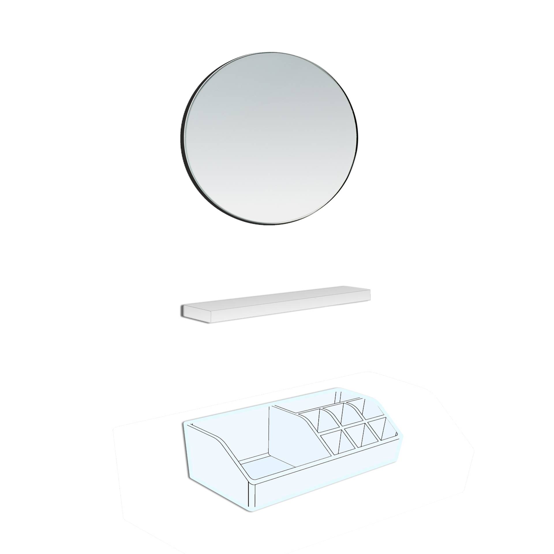 LAUFEN FRAME 25 Accessoire-Set, Kosmetikspiegel, Magnetleiste, Organizer, H4906009000001 von Laufen