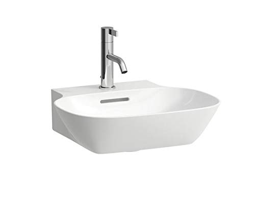 Laufen INO Handwaschbecken, 1 Hahnloch, mit Überlauf, 450x410, weiß, Farbe: Weiß - H8153010001041 von Laufen