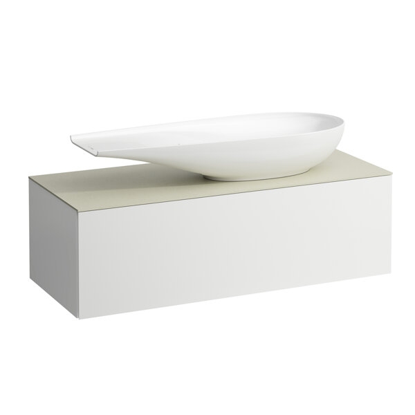 Laufen Il Bagno Alessi Schubladenelement, 1 Hahnloch, Steinplatte Calce Avorio, Ausschnitt rechts, 120x50x37cm, zu WT-Schale H81897 4, H431325097, Farbe: Dunkelbraun von Laufen