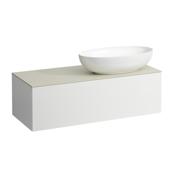 Laufen Il Bagno Alessi Schubladenelement, 1 Hahnloch, Steinplatte Calce Avorio, Ausschnitt rechts, 120x50x37cm, zu WT-Schale H81897 7, H431319097, Farbe: Specialcolor von Laufen