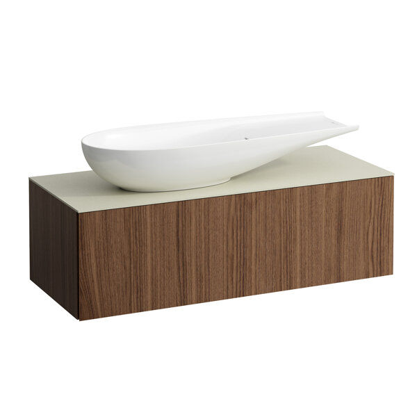 Laufen Il Bagno Alessi Schubladenelement, Steinplatte Calce Avorio, Ausschnitt links, 120x50x37cm, zu WT-Schale H81897 4, H431322097, Farbe: Noce Canaletto von Laufen